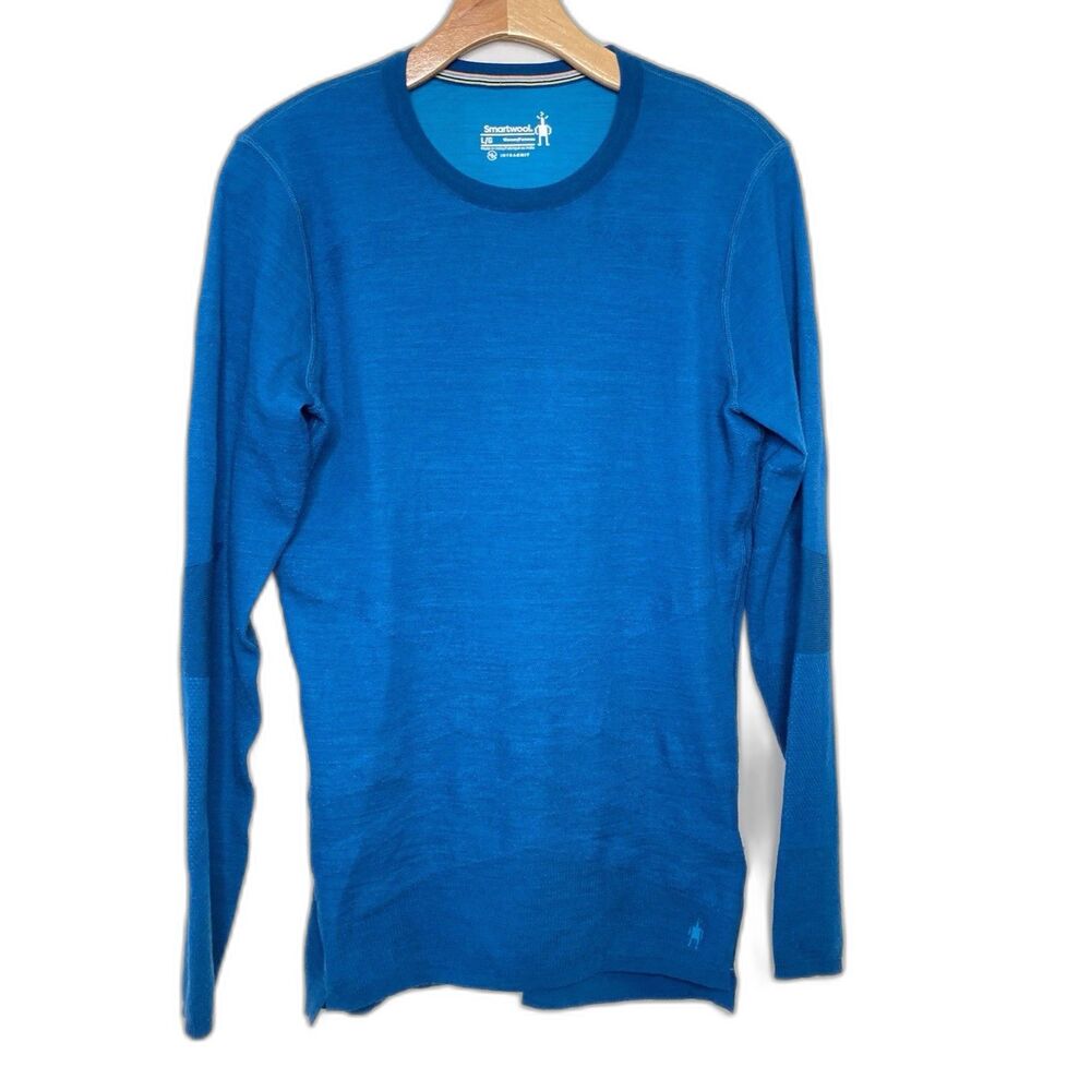 SmartWool Women Size Large Intraknit Thermal Merino Baselayer Crew Blue Sweater